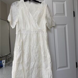 Women's White faux Wrap Dress